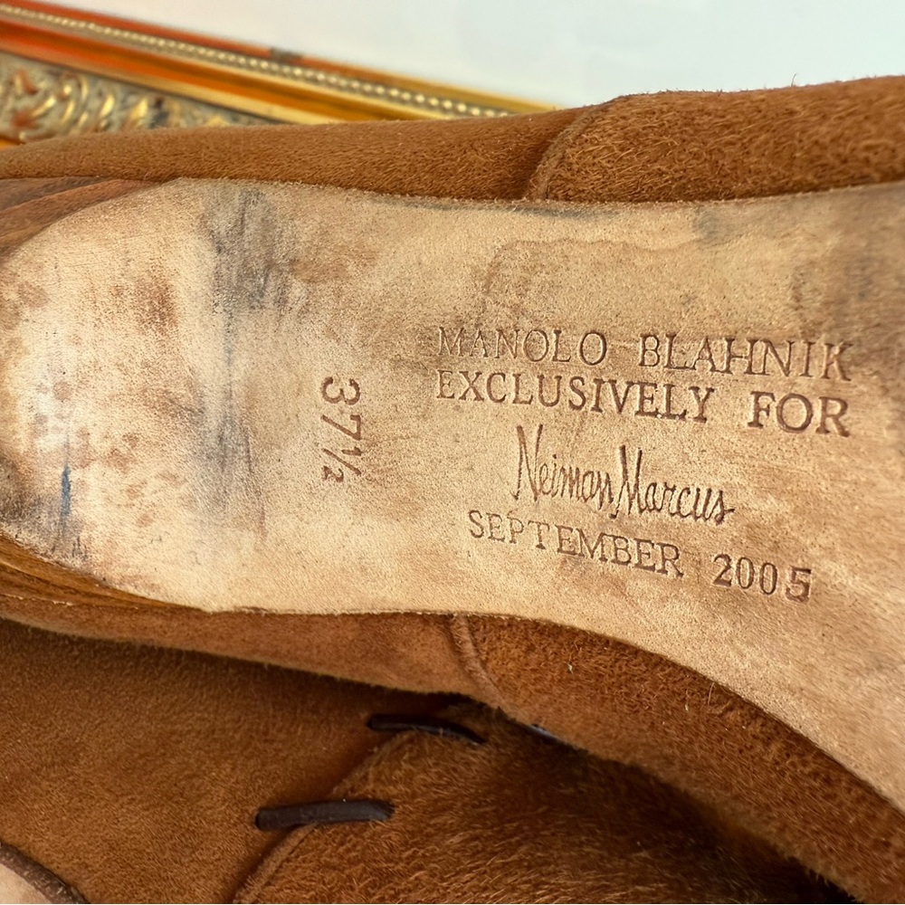 Manolo Blahnik Brown Suede Heeled Boots - Picture 5 of 6